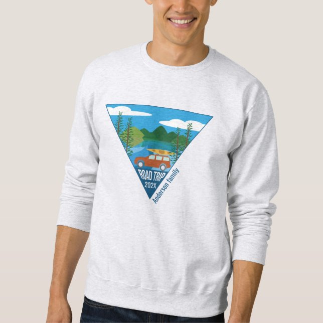 Sweatshirt Famille personnalisée Voyage de route dans la mont (Devant)