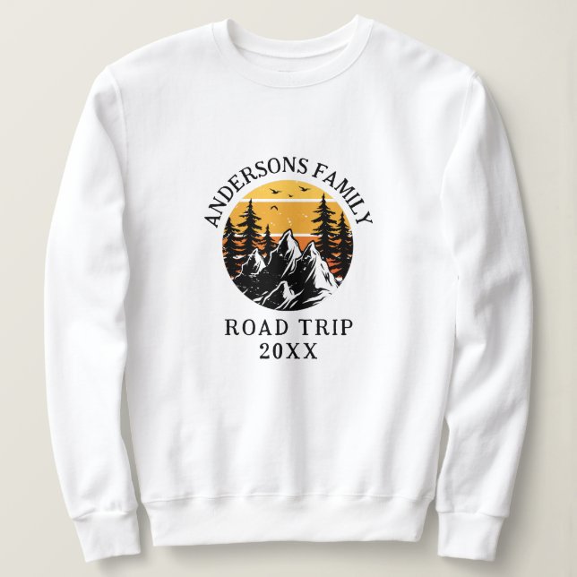 Sweatshirt Famille Réunion Road Trip Mountain Personnalisé (Design devant)