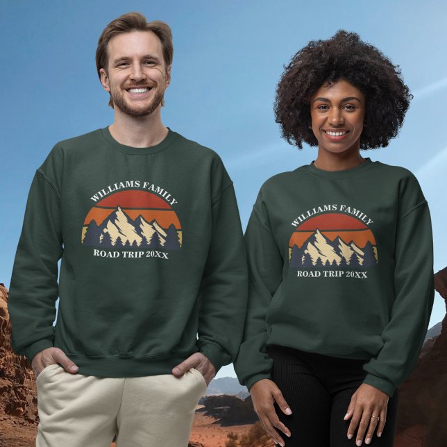 Sweatshirt Famille Réunion Route Voyage Mountain Sunset Custo (Créateur téléchargé)