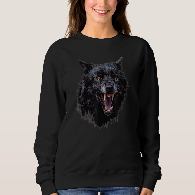 Sweatshirt Fantasy Angry Wolf Motif Illustration Wolf (Devant)