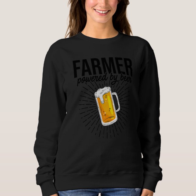Sweatshirt Farmer Powered By Beer Farming Agriculture Tractor (Devant)