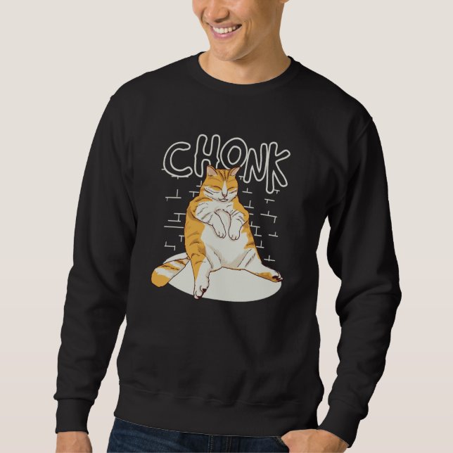 Sweatshirt Fat Cat Chonk Scale Chonky Chubby Kitten Sarcasm M (Devant)