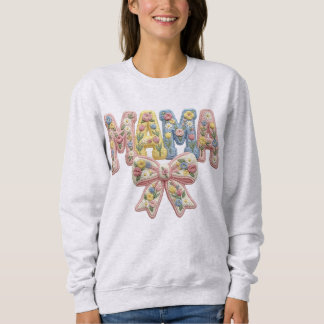 Sweatshirt Faux fil & MAMA broderie avec nœud