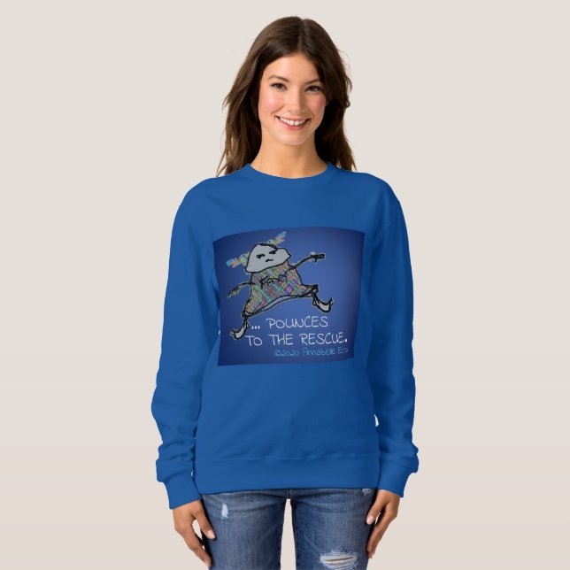 Sweatshirt FAXY SuperHero Blue Sky Pounce ©2020Annabelle Echo (Devant entier)