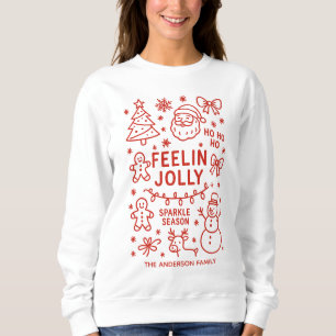 Sweatshirt Feelin Jolly   Doodles de Noël dessinés à la main