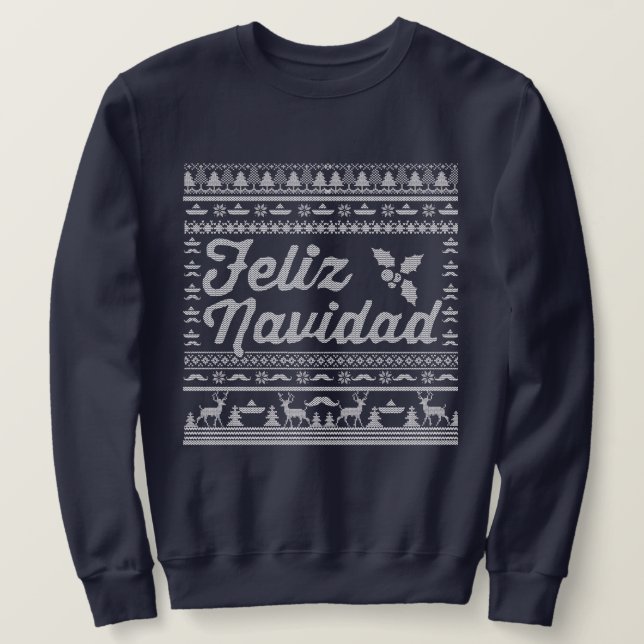 Sweatshirt Feliz Navidad Ugly Sweater. (Design devant)