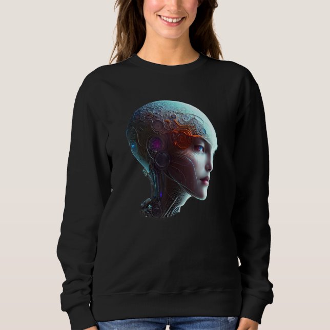 Sweatshirt Female Robot Sci Fi Cyborg Unique Futuristic Digit (Devant)