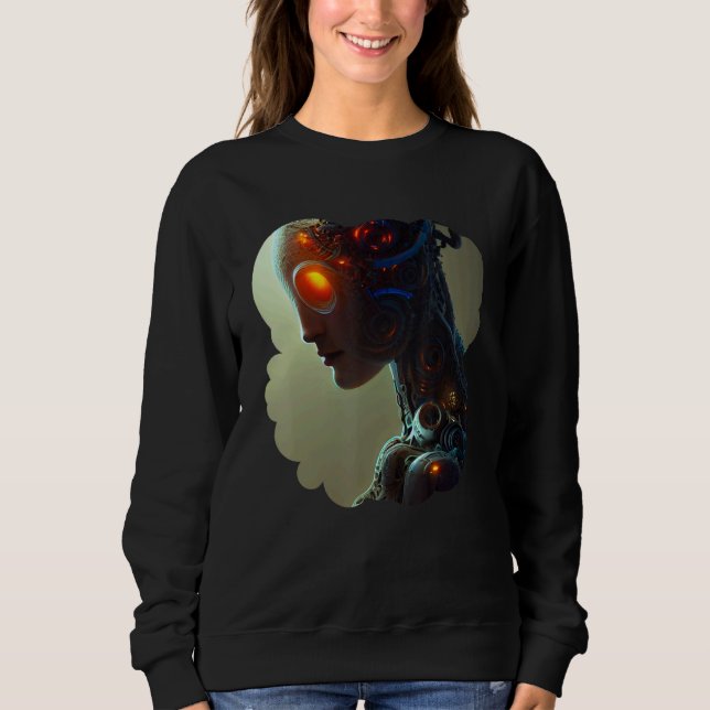 Sweatshirt Female Robot Sci Fi Cyborg Unique Futuristic Digit (Devant)