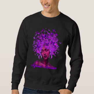 Sweatshirt Femme Africaine Noire Afro Ruban Violet Alzheimer