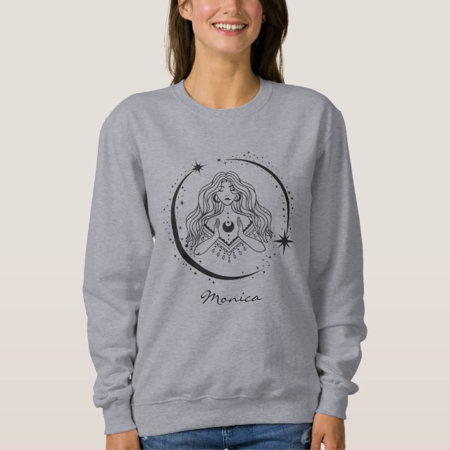 Sweatshirt Femme céleste, étoiles de lune, boho, astronomie é (Devant)