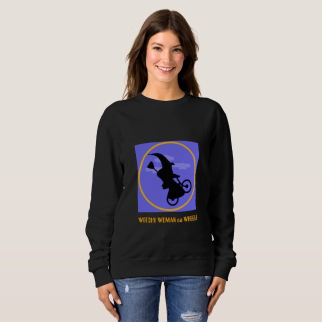 Sweatshirt Femme de Witchy sur des roues pour Halloween (Devant entier)