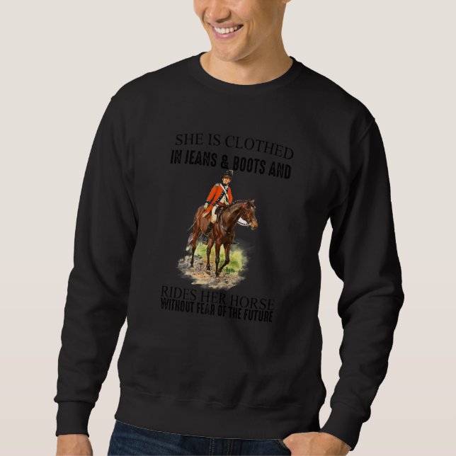 Sweatshirt Femme En Jeans Et Bottes Pays Occidental (Devant)