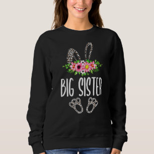 Sweatshirt Femme Fleur Léopard Big Soeur Bunny Happy E