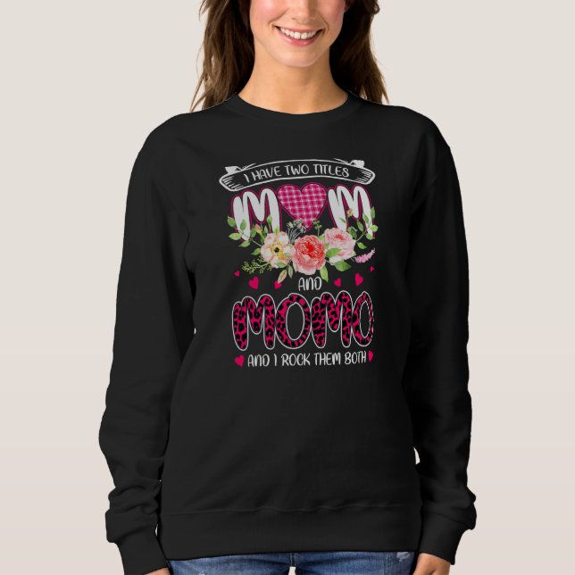 Sweatshirt Femme J'Ai 2 Titres Maman & Momo Grand-mère Leopar (Devant)