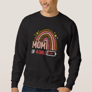 Sweatshirt Femme Maman De 4 Filles Leopard Arc-En-Ciel De Dau