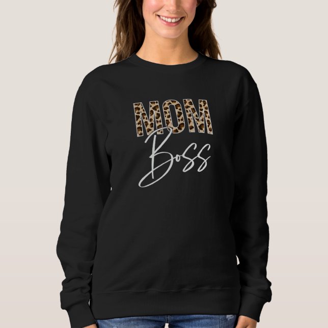 Sweatshirt Femme Maman Patron Avec Empreinte de léopard Mère  (Devant)