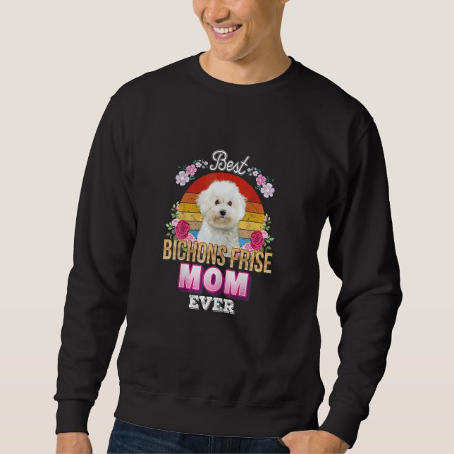 Sweatshirt Femme Meilleur Chien Maman Ever Bichons Frise Flor (Devant)
