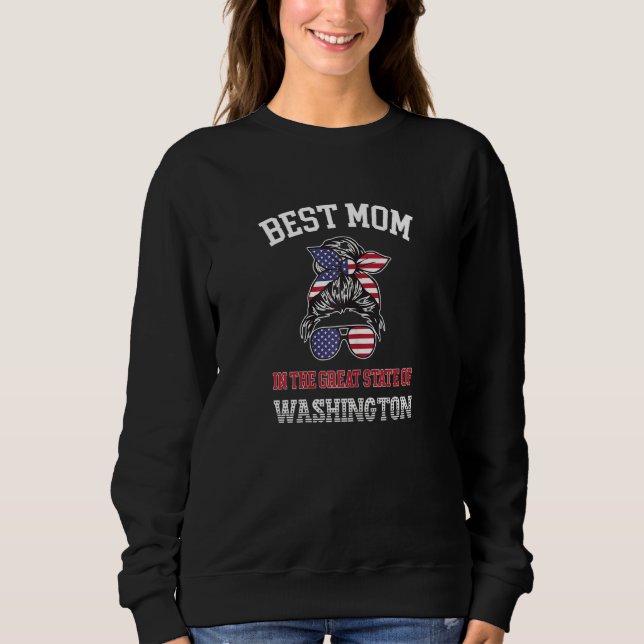 Sweatshirt Femme Meilleure Maman À Washington Le Grand État D (Devant)