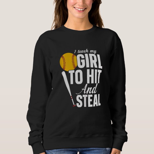 Sweatshirt Femme Softball Mama J'Apprends À Ma Fille À Frappe (Devant)
