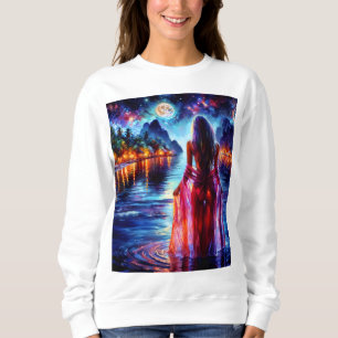 Sweatshirt Femme tropicale de fantaisie au clair de lune au p