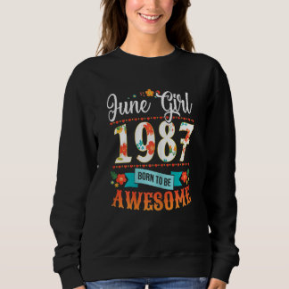 Sweatshirt Femmes 35 Anniversaire Vêtements Juin 1987 35 Ans