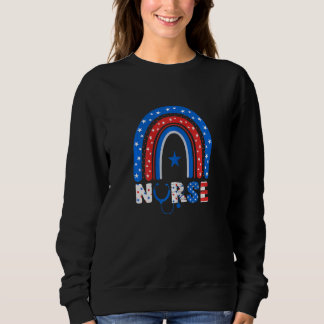 Sweatshirt Femmes 4 juillet Infirmière Stethoscope Rainbow Am