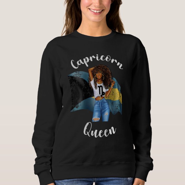 Sweatshirt Femmes Afro Bahaman Capricorne Reine Black Femmes  (Devant)