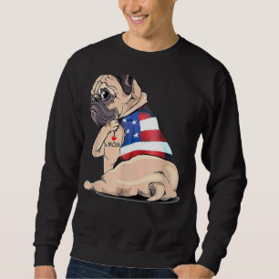 Sweatshirt Femmes Carlin chien tatouage J'aime maman