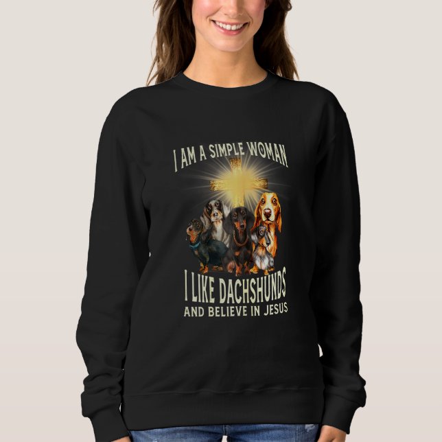 Sweatshirt Femmes Je Suis Une Femme Simple J'Aime Les Dachshu (Devant)