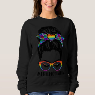 Sweatshirt Femmes Libérez Maman Hugs Messy Bun Lgbt Pride Arc