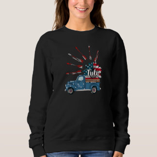Sweatshirt Femmes Patriotique 4 juillet Tutu Truck Tournesol