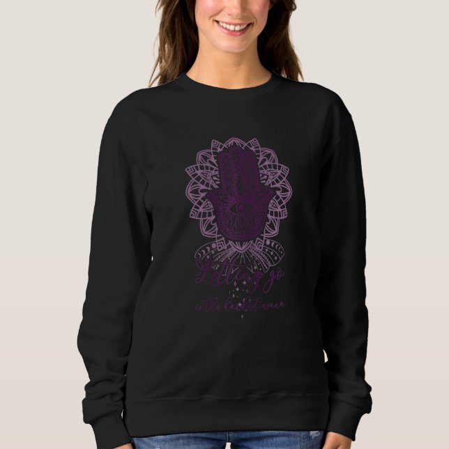 Sweatshirt Femmes Yoga Hamsa Avec Fleur Lotus Et Laisser Alle (Devant)