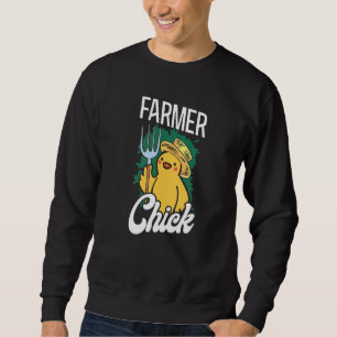 Sweatshirt Ferme Fille Agricultrice Poulet Agriculteur Poussi