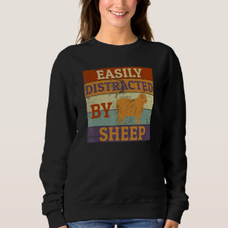 Sweatshirt Fermier Rétro  Mouton  Facilement distrait par Mou