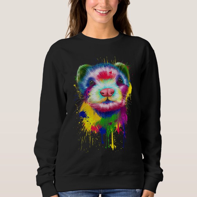 Sweatshirt Ferret Artwork Visage Peinture à la main Splash Ar (Devant)