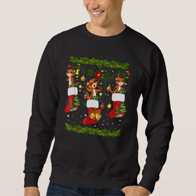 Sweatshirt Ferret Chaussettes de Noël X Mas Lights Pyjama Mat (Devant)