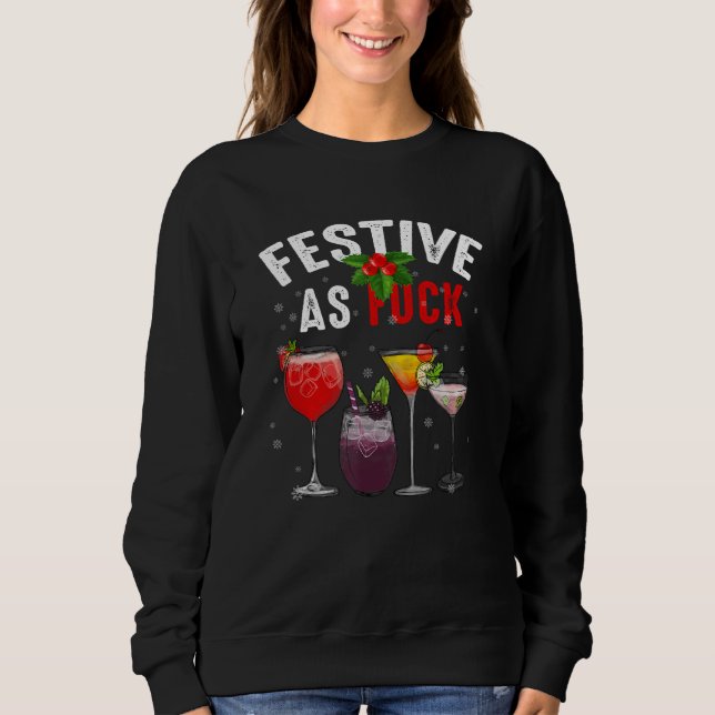 Sweatshirt Festif As F ck Drôle Mauvais Noël Cockt (Devant)