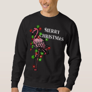 Sweatshirt Festif flamant rose, rouge vert scintillant