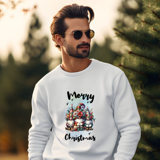 Sweatshirt Festive Nordic Gnome Trio with Candles and Winter 