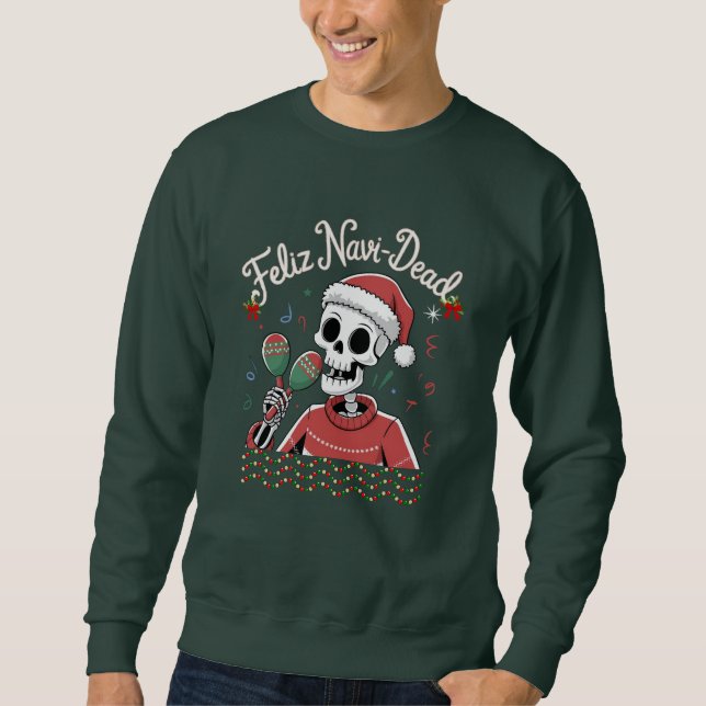 Sweatshirt Festive Skeleton Amusement pour un tour de vacance (Devant)