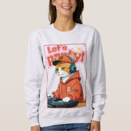 Sweatshirt Fête Avec Chat Orange
