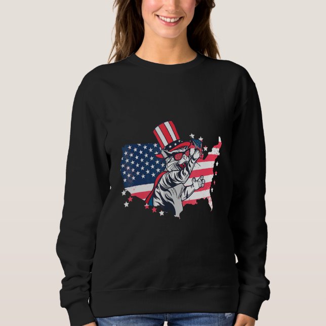 Sweatshirt Fête De L'Indépendance Étoiles Et Rayures Anglais  (Devant)