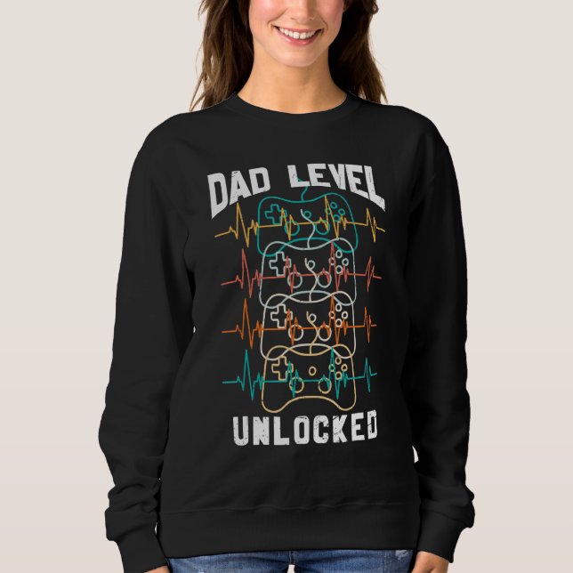 Sweatshirt Fête des pères homme niveau papa jeu déverrouillé (Devant)