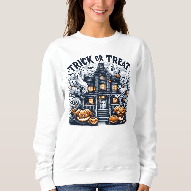 Sweatshirt Fête d'Halloween éffrayant dans une maison hantée (Devant)