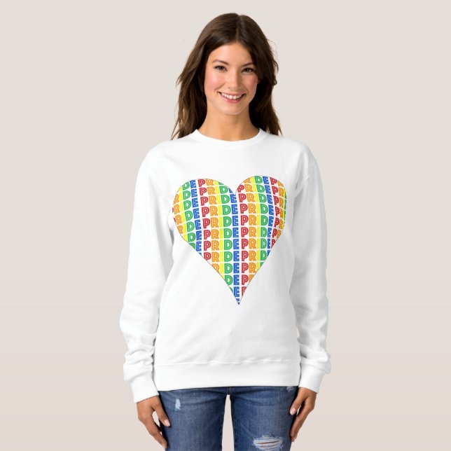 Sweatshirt Fête du mois des Gay pride LGBT Rainbow Heart (Devant entier)