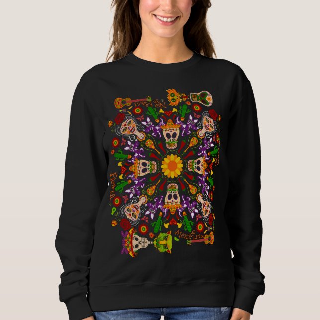 Sweatshirt Fêtez le Jour des morts à la mexicaine (Devant)