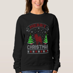 Sweatshirt Feu d'arbre de Noël Elkhound Chien norvégien Ugly
