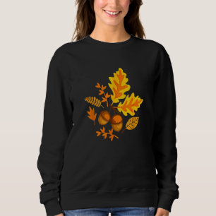 Sweatshirt Feuilles D'automne Et Glands Tombent Pour Les Femm