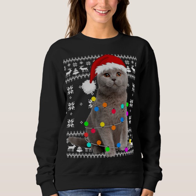 Sweatshirt Feux de chats Chaton moche Kitten Santa Hat Pajama (Devant)