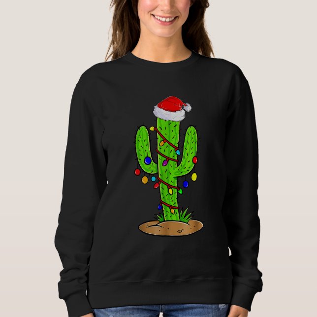 Sweatshirt Feux de Noël Cactus Père Noël Costume de Noël (Devant)